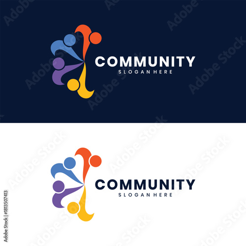 Abstract people community and teamwork logo design