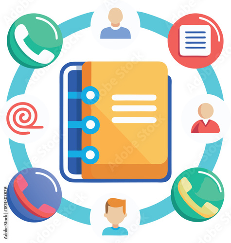 Address book icon with phone contact symbol silhouette