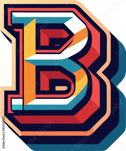 Dynamic geometric letter b silhouette with crisp edges
