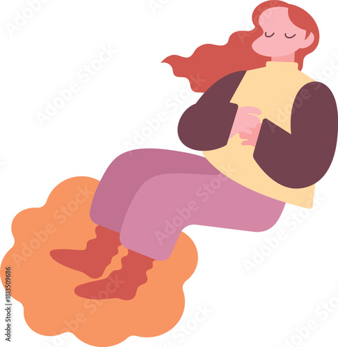 足先を暖める女の子のイラスト warm girl