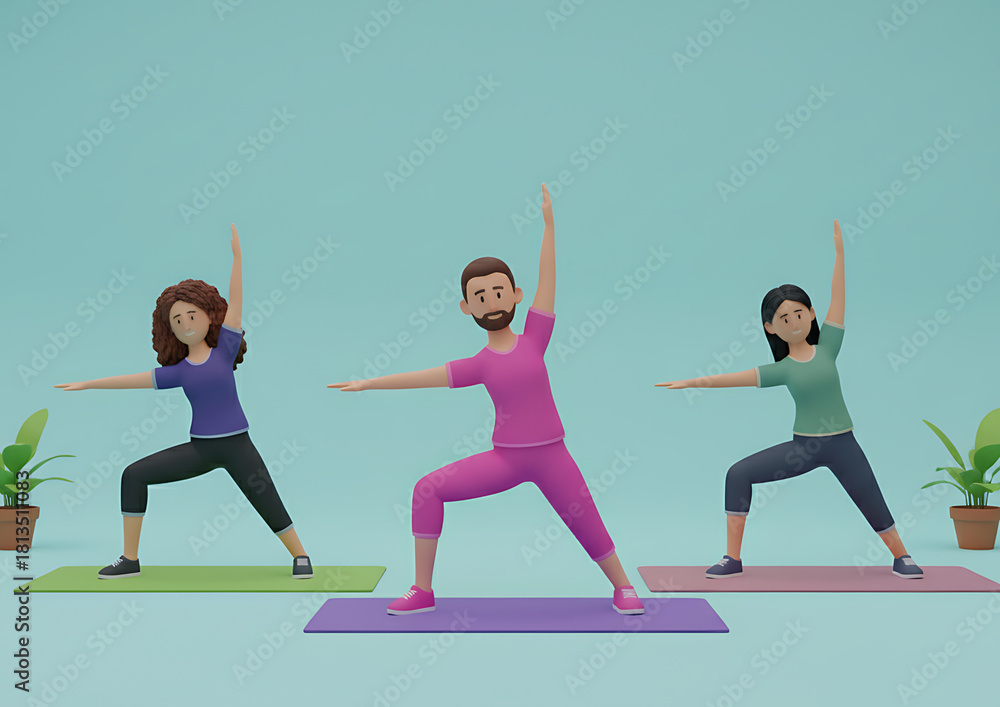 Fototapeta premium group of people doing yoga exercise