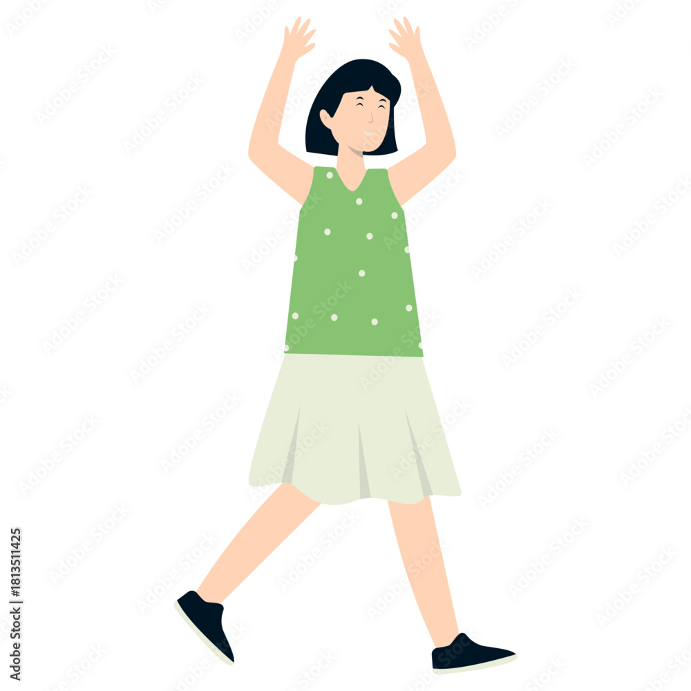 Fototapeta premium Person Celebrating New Year. Vector Cartoon Character