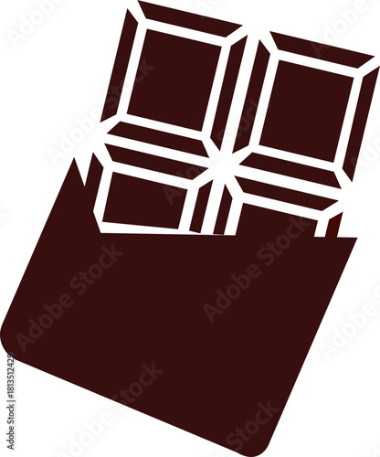 Chocolate bar icons. Chocolate line icon, opened chocolate - vector illustration eps10. Chocolate bar with squares in wrapper flat vector icon, chocolate icon on white background.
