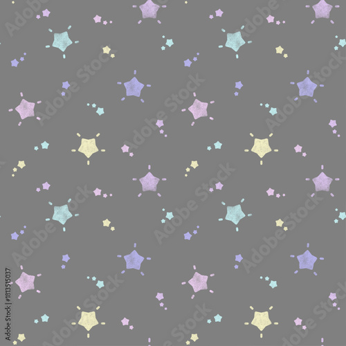 Watercolor star seamless pattern vector. Cute colorful stars. Funny day and happy sky. Beautiful design for baby dress, child skirt, kid cloth, wrapping, paper, card, print, cover, confetti.