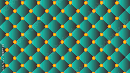 Geometric Seamless Pattern with Teal Diamond Shapes and Yellow Dots – Modern Abstract Vector Background. 