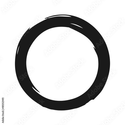 Circular grunge frame. Round paint stroke frame