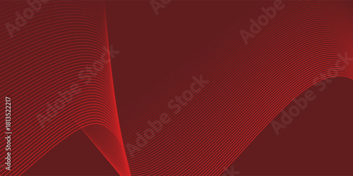 Modern vector red background with dynamic red waves, lines and particles with dark red.
