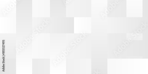 Abstract white geometric background pattern featuring seamless cube texture and light grey square shapes for a modern business backdrop design