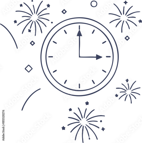 Countdown to New Year's Eve excitement! Celebrate the stroke of midnight with fireworks and festive cheer, ushering in a year filled with hope and joy