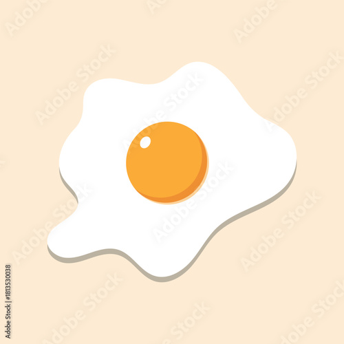 Fried egg flat icon. Egg Omelet vector illustration on isolated transparent background. Fried egg sticker symbols concept of healthy food.