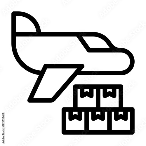 Air cargo plane line icon illustration