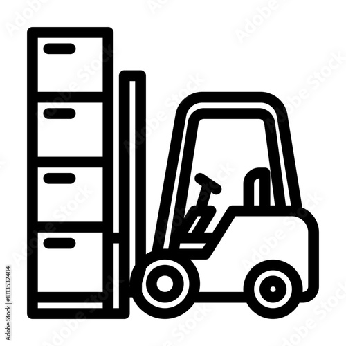 Forklift delivery line icon illustration