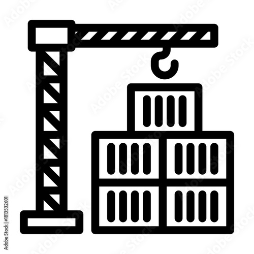 Container yard line icon illustration Ju
