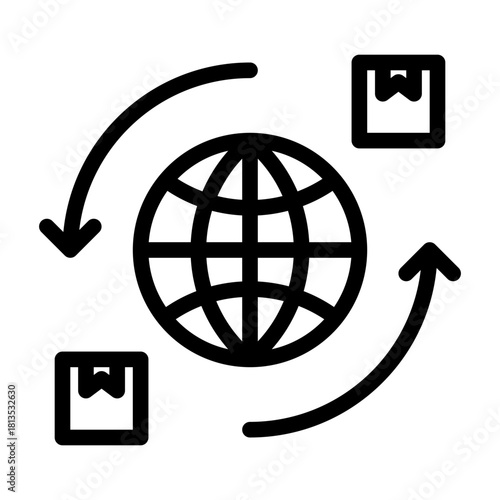 Globe trade line icon illustration