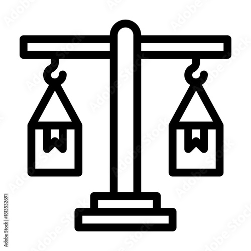 Trade balance scale line icon illustration
