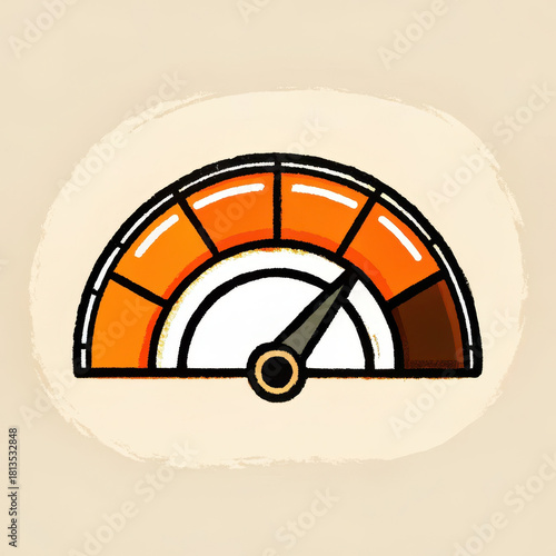 Colorful gauge illustration represents measurement and performance, emphasizing currency and security in various contexts