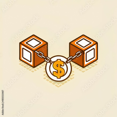Investment in stock market can be complex journey represented by blocks and chains symbolizing stability and growth