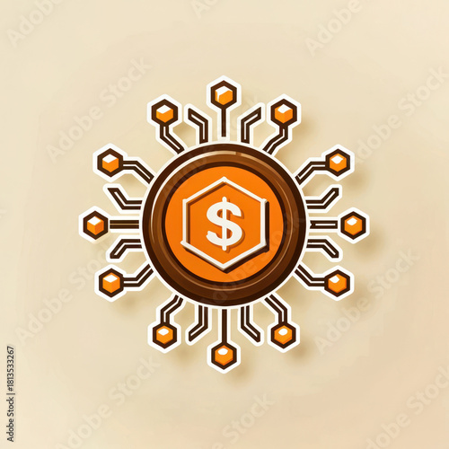 Digital investment symbol represents stock market with modern design showcasing technology and finance