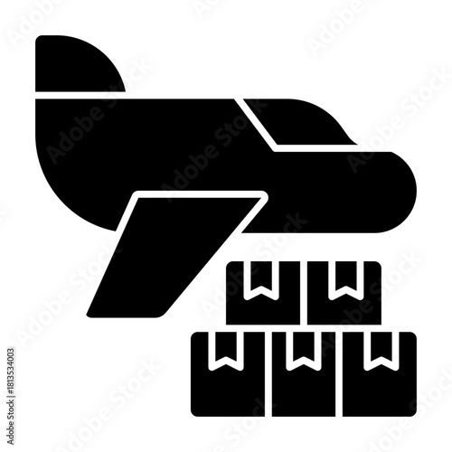 Air cargo plane solid icon illustration