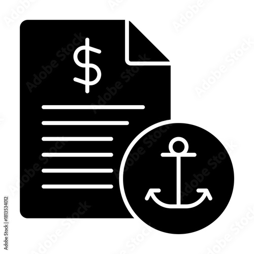 Bill of lading solid icon illustration
