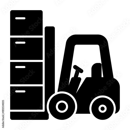 Forklift delivery solid icon illustration