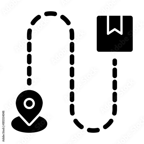 Global logistic route map solid icon illustration