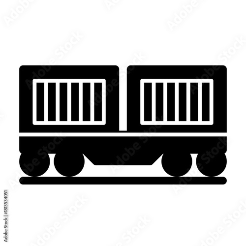 Freight train solid icon illustration