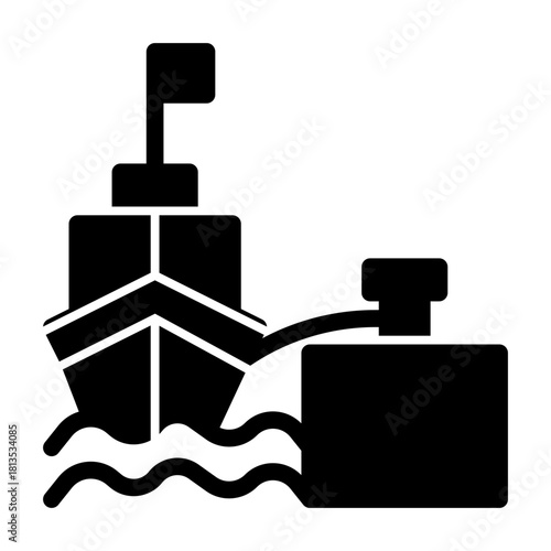 Harbor dock solid icon illustration
