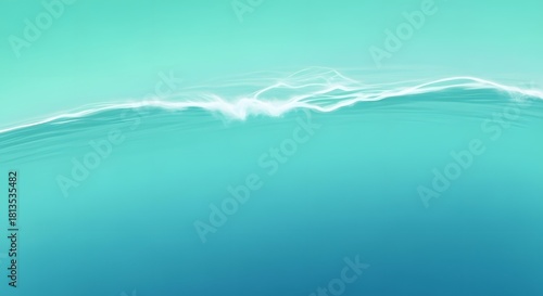 Fototapeta Naklejka Na Ścianę i Meble -  ABSTRACT GLOWING WAVE TEAL BLUE WATER SURFACE BACKGROUND