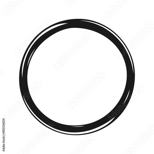 Hand drawn brush stroke circle, Round frame, Doodle circle