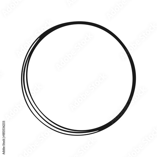 Hand drawn brush stroke circle, Round frame, Doodle circle