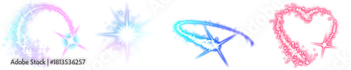 colorful sparkling magical elements for graphic design use on a transparent background