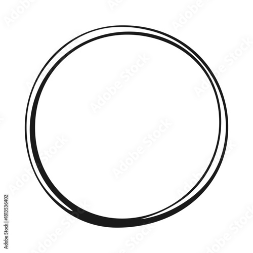 Hand drawn brush stroke circle, Round frame, Doodle circle