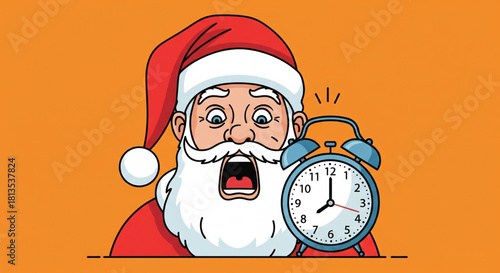 Santa's Deadline A Cartoon Illustration of Holiday Stress and Time Crunch
