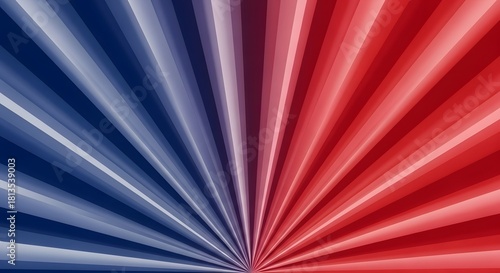 Abstract Red Blue Radial Burst Lines Patriotic Background