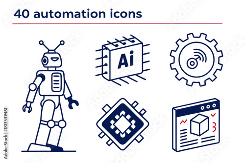 Robot AI Chip and Gears Illustrating Automation and Technology Concepts Keywords: robot, artificial