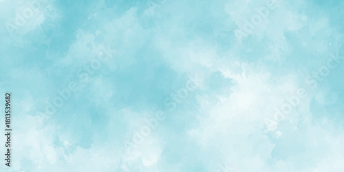 Beautiful bright blue sky with white fluffy clouds on a clear summer day