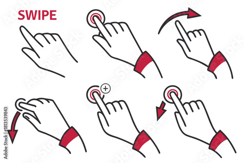 Collection of twelve hand gesture icons for touch screen interaction hand icon touch icon