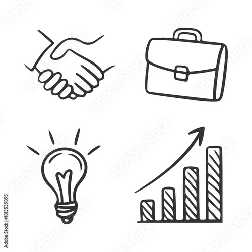 Business icons with handshake
