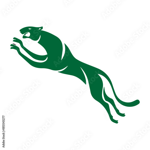 Green Panther Leaping