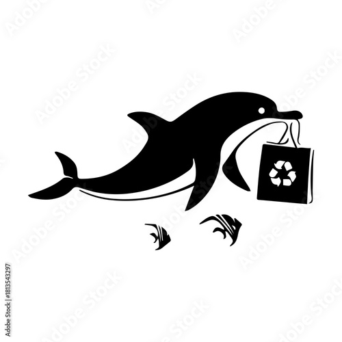 Dolphin with Recycling Bag