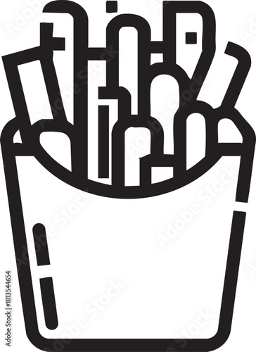 French fries vector icon - fast food illustration eps silhouette