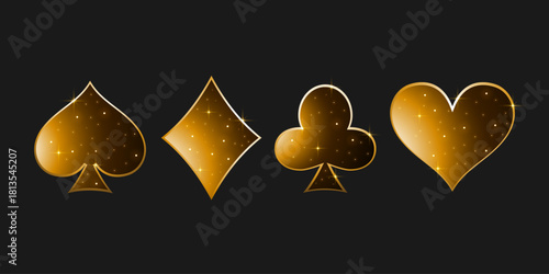 Casino suits with a golden glow on a black background