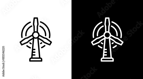 Wind Turbine  White Icon Set Design