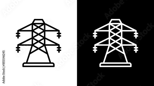 Electric Tower  White Icon Set Design