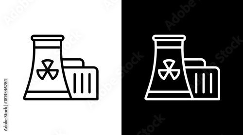 Nuclear Reactor  White Icon Set Design