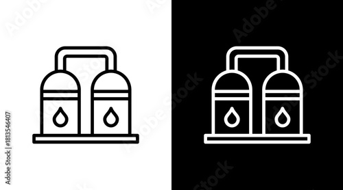 Refinery Plant  White Icon Set Design