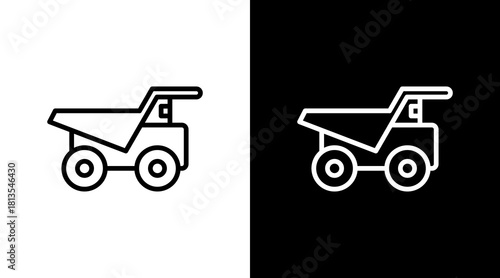 Mining Truck  White Icon Set Design