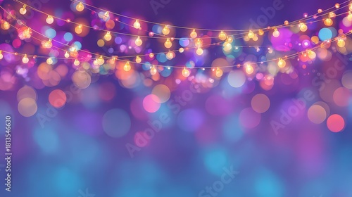 Festive Bokeh Background with String Lights in Various Colors and Soft Focus Effect