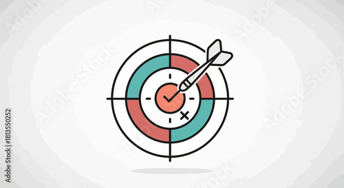 Target with dart hitting bullseye, success concept illustration.
